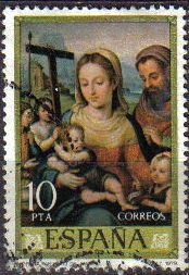 ESPAÑA 1979 2538 Sello Día del Sello. Juan de Juanes IV Cent. de su Muerte Sagrada Familia usado Espana Spain Espagne Spagna Spanje Spanien 